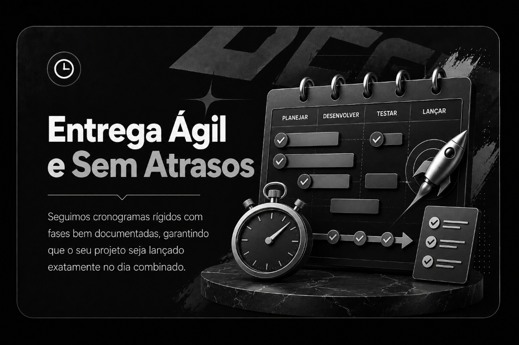 Entrega Ágil e Sem Atrasos - Seguimos cronogramas rígidos com fases bem documentadas.