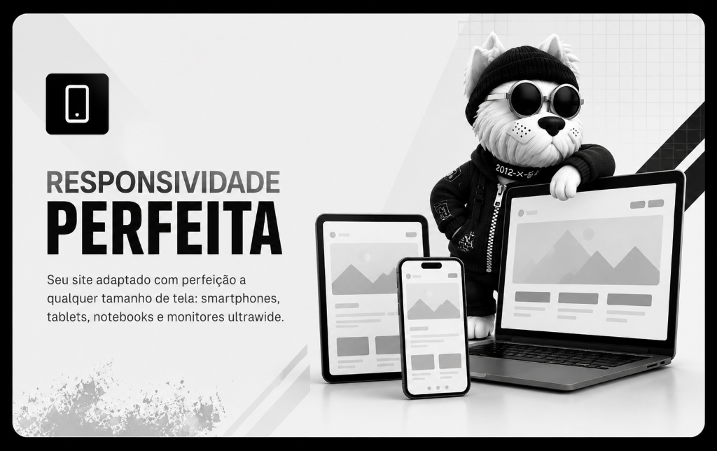 Responsividade Perfeita - Seu site adaptado com perfeição a qualquer tamanho de tela.